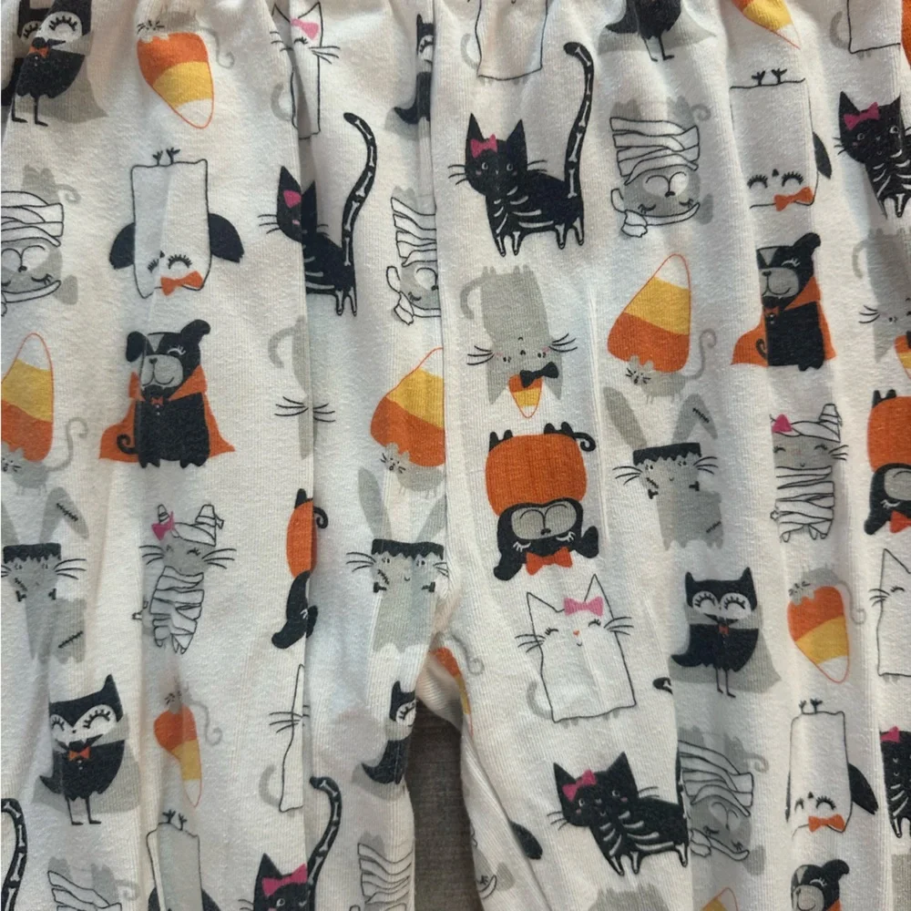 Gymboree Orange & White Halloween Cat Pajama Set